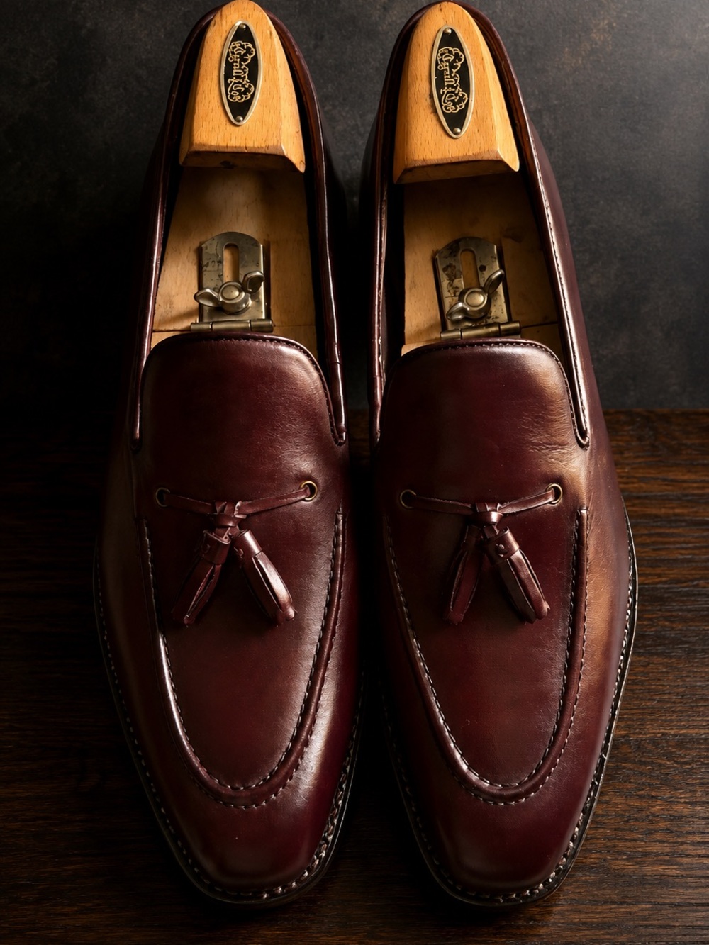 Anthony Veer Kennedy Tassel Loafers 10M Oxblood – Hand-Burnished Patina